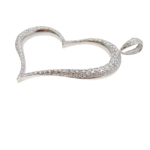 美品 ハートモチーフ ダイヤ D2.00ct K18WG ペンダント トップ 8.1g ネックレストップ ホワイトゴールド ダイヤモンド ジュエリー 0052【中古】
