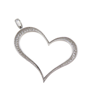 美品 ハートモチーフ ダイヤ D2.00ct K18WG ペンダント トップ 8.1g ネックレストップ ホワイトゴールド ダイヤモンド ジュエリー 0052【中古】