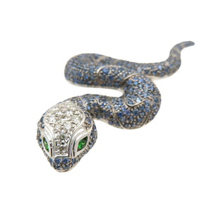 新品同様 ペンダントトップ ダイヤ0.35ct サファイア4.72ct K18WG ヘビモチーフ ペンダントトップ ホワイトゴールド ダイヤモンド ネックレス ジュエリー 0054【中古】