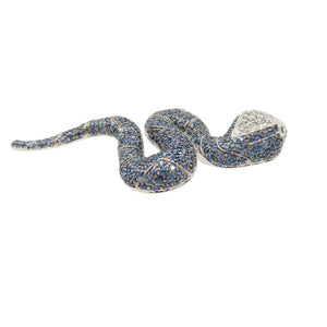 新品同様 ペンダントトップ ダイヤ0.35ct サファイア4.72ct K18WG ヘビモチーフ ペンダントトップ ホワイトゴールド ダイヤモンド ネックレス ジュエリー 0054【中古】