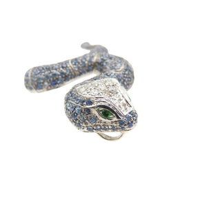 新品同様 ペンダントトップ ダイヤ0.35ct サファイア4.72ct K18WG ヘビモチーフ ペンダントトップ ホワイトゴールド ダイヤモンド ネックレス ジュエリー 0054【中古】
