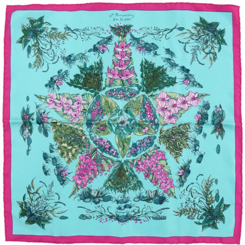 新品同様 エルメス カレ45 pythagore ピタゴラス シルク マルチカラー スカーフ 0086【中古】HERMES