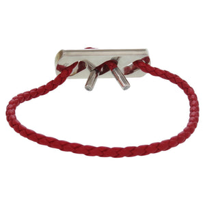 美品 エルメス レザー シルバー925 レッド 赤 ブレスレット 0093【中古】HERMES