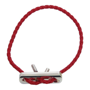 美品 エルメス レザー シルバー925 レッド 赤 ブレスレット 0093【中古】HERMES