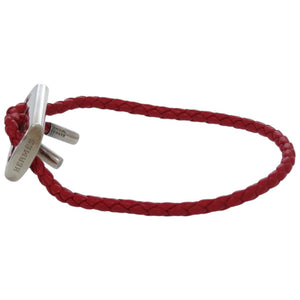 美品 エルメス レザー シルバー925 レッド 赤 ブレスレット 0093【中古】HERMES
