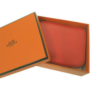 エルメス アザップコンパクト シルクイン コインケース X TS 011 AU レザー オレンジ 0097【中古】HERMES