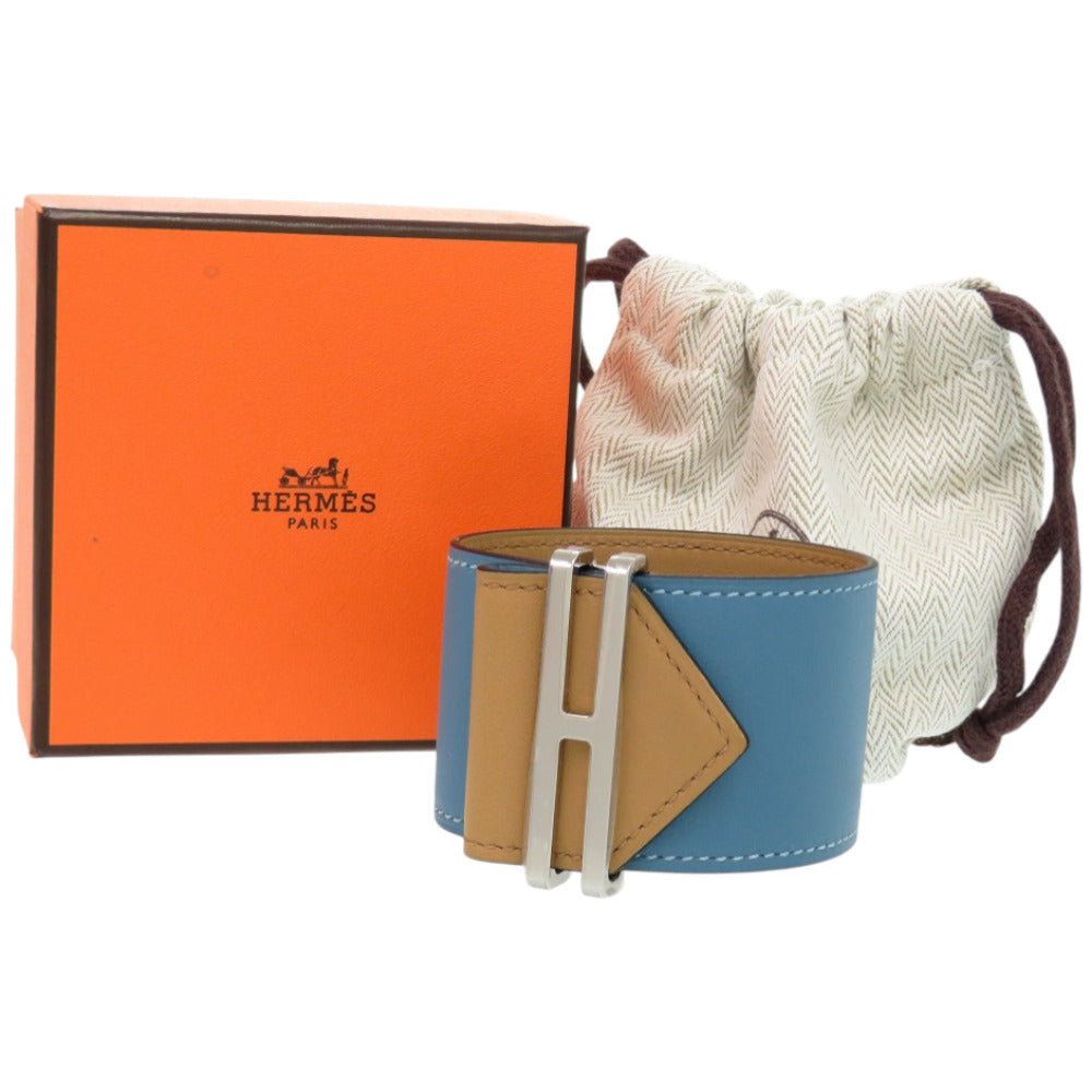 美品 エルメス エラン ヴォースイフト メタル ブルージーン 青 B刻印 バングル 0100【中古】HERMES