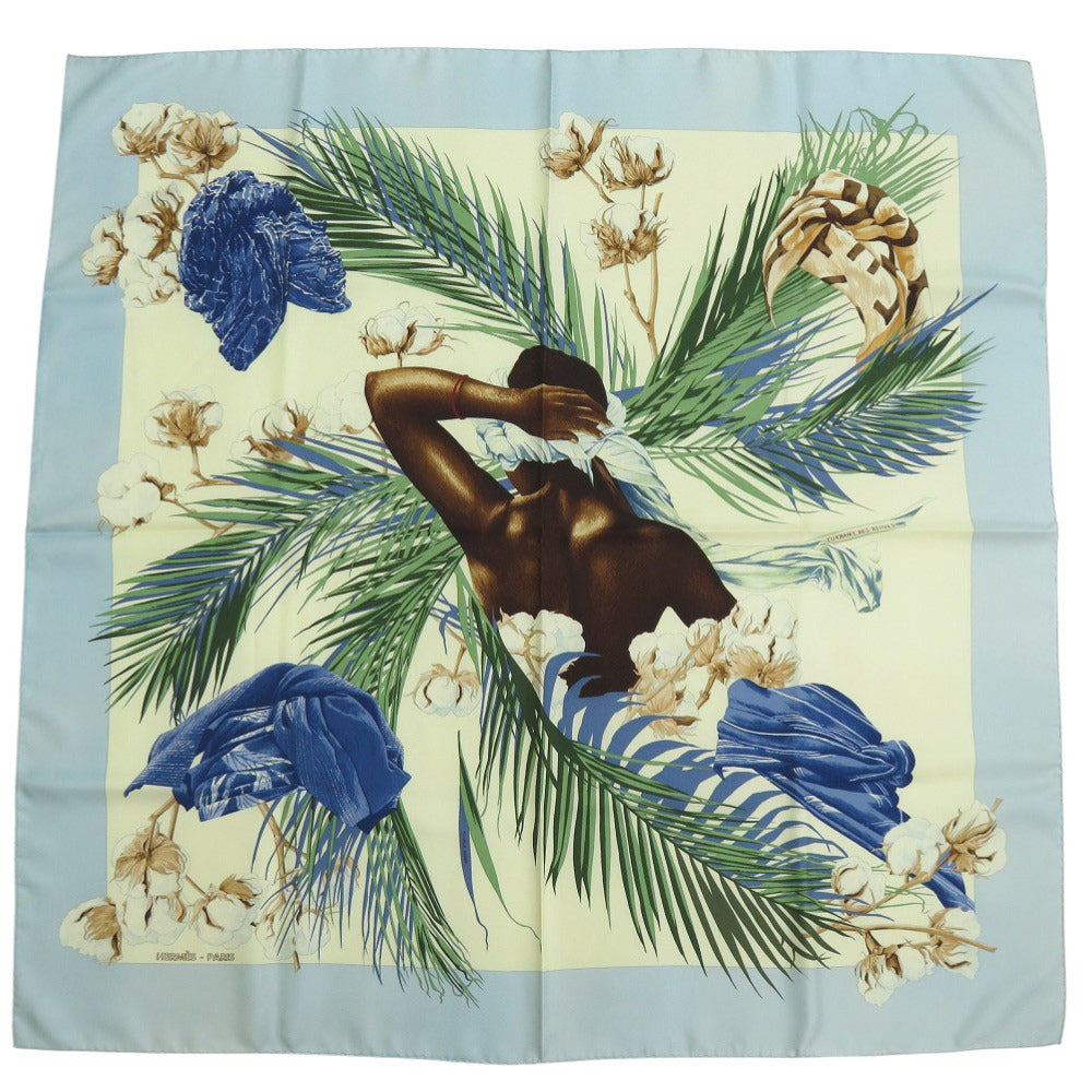 エルメス カレ90 王妃のターバン TURBANS DES REINES シルク サックスブルー スカーフ 0101 【中古】 HERMES