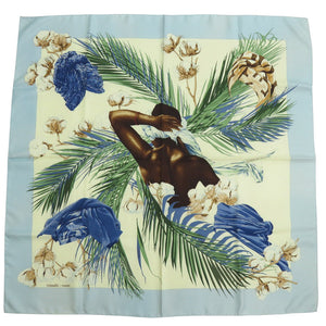 エルメス カレ90 王妃のターバン TURBANS DES REINES シルク サックスブルー スカーフ 0101 【中古】 HERMES