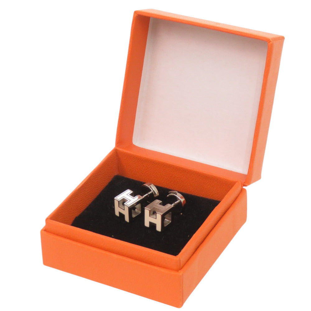 美品 エルメス カージュドアッシュ Hキューブ メタル アイボリー シルバー金具 ピアス アクセサリー 0108 【中古】 HERMES