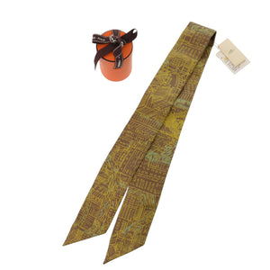 美品 エルメス ツイリー 2006年 銀座限定 シルク マロン イエロー スカーフ 0124【中古】HERMES