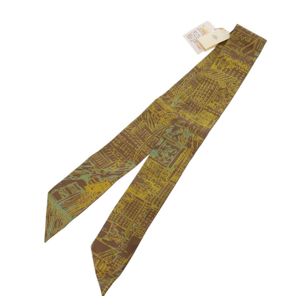 美品 エルメス ツイリー 2006年 銀座限定 シルク マロン イエロー スカーフ 0124【中古】HERMES