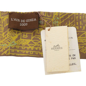 美品 エルメス ツイリー 2006年 銀座限定 シルク マロン イエロー スカーフ 0124【中古】HERMES