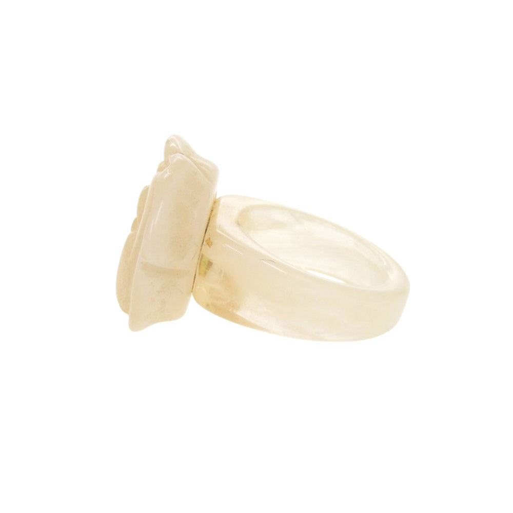 シャネル ココマーク カメリア プラスチック 13号 ベージュ系 リング 指輪 0129【中古】CHANEL