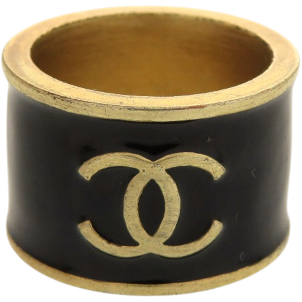 シャネル ココマーク ハート A18714 メタル 約15号 ゴールド 黒 リング 指輪 0131【中古】CHANEL