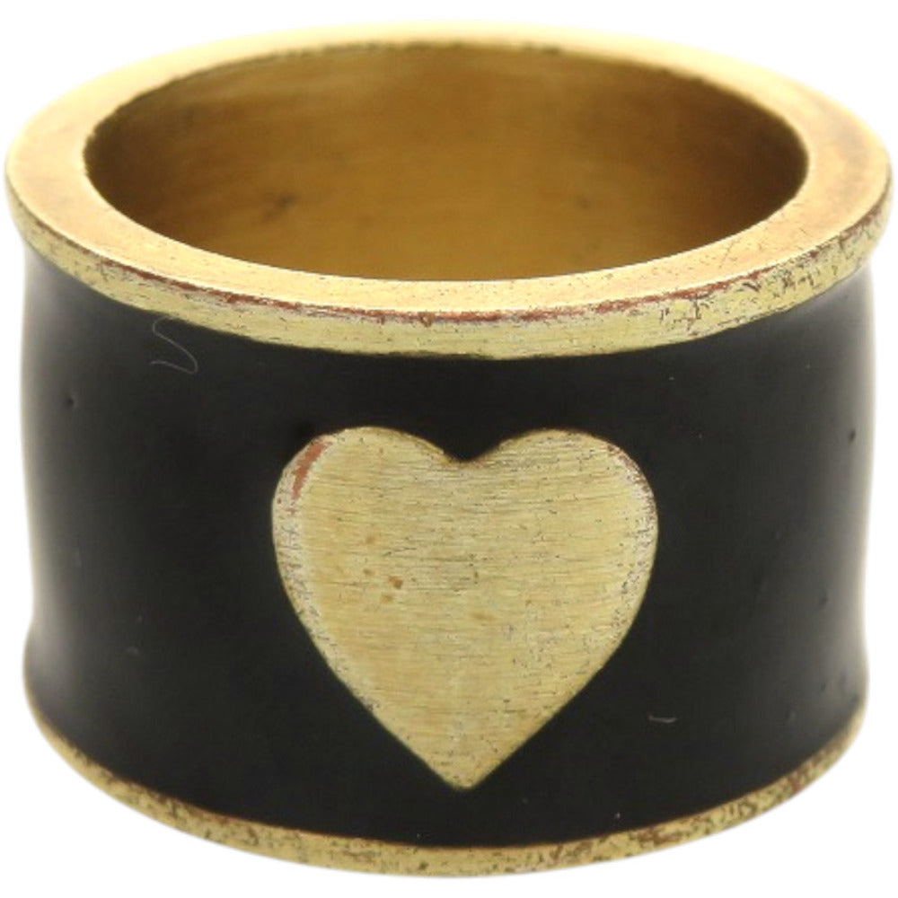 シャネル ココマーク ハート A18714 メタル 約15号 ゴールド 黒 リング 指輪 0131【中古】CHANEL