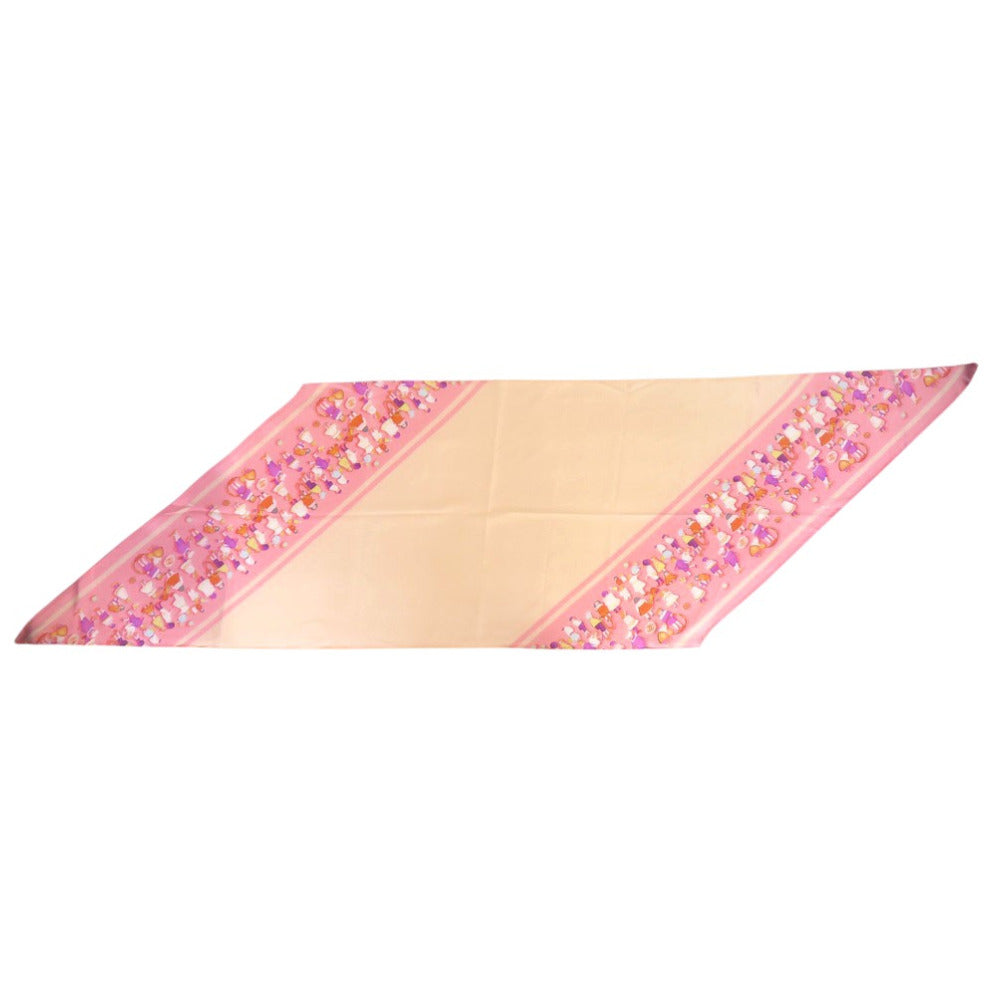 美品 シャネル ココマーク スカーフ ストライプ 子供 ヴィンテージ シルク ピンク 0139【中古】CHANEL