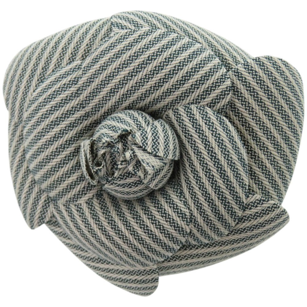 美品 シャネル カメリア コットン グリーン 緑 ブローチ 0143【中古】CHANEL