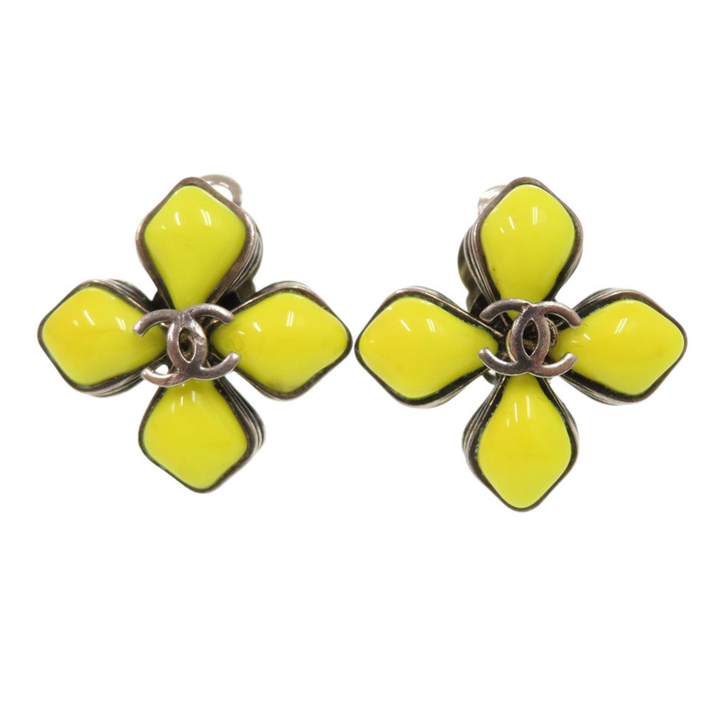 美品 シャネル ココマーク　フラワーモチーフ メタル/ストーン イエロー 96P イヤリング 0149 アクセサリー【中古】CHANEL