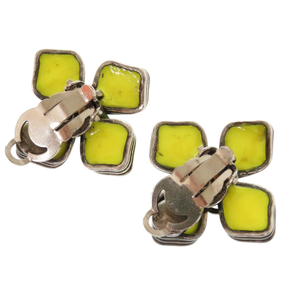 美品 シャネル ココマーク　フラワーモチーフ メタル/ストーン イエロー 96P イヤリング 0149 アクセサリー【中古】CHANEL