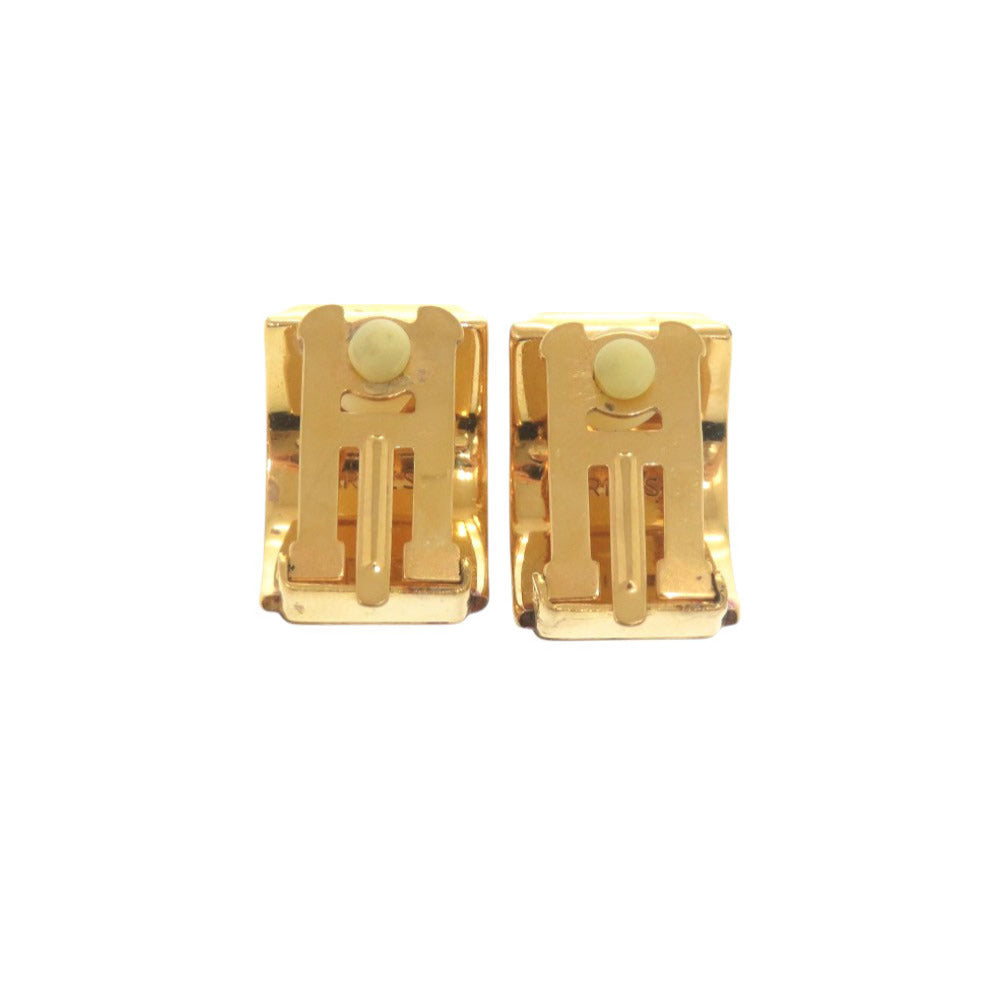 美品 エルメス エマイユ 花柄 フラワー メタル ゴールド イヤリング 0161【中古】HERMES