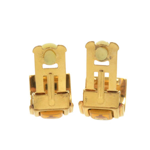 美品 エルメス エマイユ 花柄 フラワー メタル ゴールド イヤリング 0161【中古】HERMES