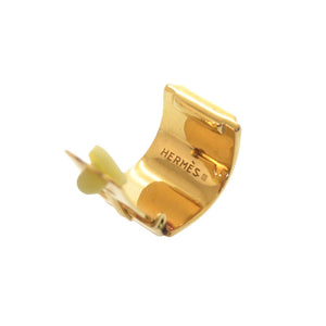 美品 エルメス エマイユ 花柄 フラワー メタル ゴールド イヤリング 0161【中古】HERMES