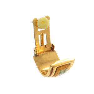 美品 エルメス エマイユ 花柄 フラワー メタル ゴールド イヤリング 0161【中古】HERMES