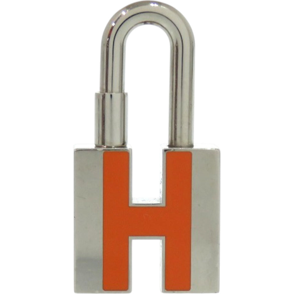 美品 エルメス チャーム カデナ Hモチーフ メタル シルバー 橙 キーホルダー 0201【中古】HERMES