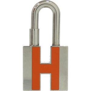 美品 エルメス チャーム カデナ Hモチーフ メタル シルバー 橙 キーホルダー 0201【中古】HERMES