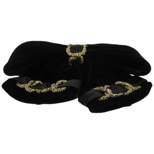 美品 アレクサンドルドゥパリ リボン ベロア ブラック 黒 バレッタ 0217【中古】