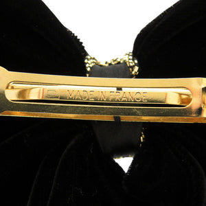 美品 アレクサンドルドゥパリ リボン ベロア ブラック 黒 バレッタ 0217【中古】