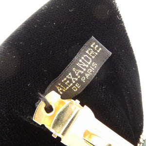 美品 アレクサンドルドゥパリ リボン ベロア ブラック 黒 バレッタ 0217【中古】