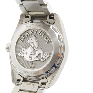 美品 オメガ シーマスター アクアテラ 4Pダイヤ 220.10.28.60.60.001 クオーツ 腕時計 SS パープル 紫文字盤 0238【中古】OMEGA レディース