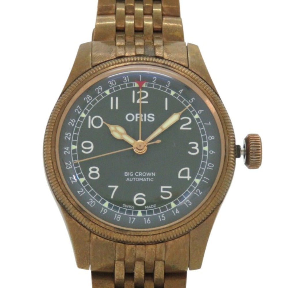 オリス ビッグクラウン ブロンズ ポインターデイト 01 754 7741 3167 SS グリーン 自動巻き 腕時計 0239【中古】ORIS