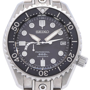 美品 セイコー スプリングドライブ プロスペックス マリンマスター プロフェッショナル 600m 5R66-0AD0 / SBDB001 腕時計 チタン/SS ブラック 黒文字盤 0240【中古】SEIKO メンズ
