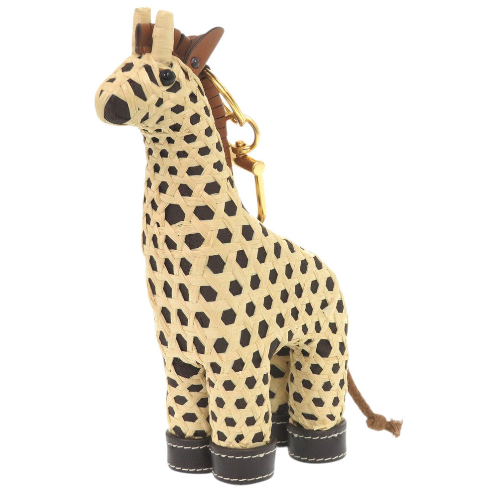 新品同様 トリーバーチ キリン ラフィア ベージュ キーホルダー 0270【中古】Tory Burch