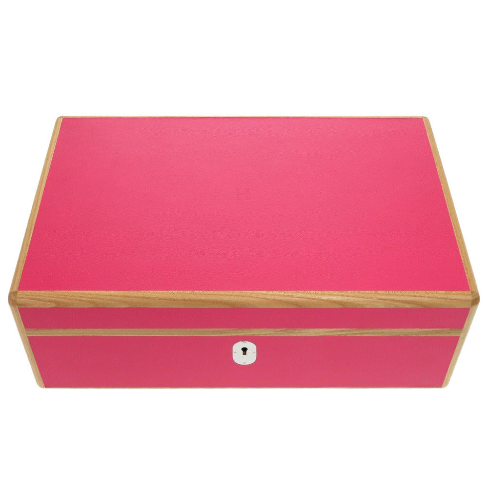 未使用 エルメス フール トゥ アマルテ GM レザー/ウッド ローズショッキング ウォッチケース ジュエリーボックス 0305【中古】HERMES