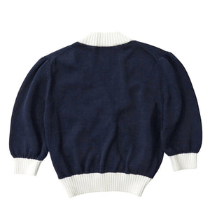 新品同様 プラダ クロップド コットン カーディガン P25I04 サイズ36 コットン ネイビー 半袖 ニット 0331【中古】PRADA