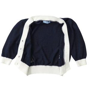 新品同様 プラダ クロップド コットン カーディガン P25I04 サイズ36 コットン ネイビー 半袖 ニット 0331【中古】PRADA