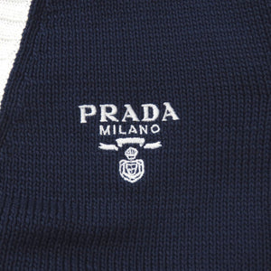 新品同様 プラダ クロップド コットン カーディガン P25I04 サイズ36 コットン ネイビー 半袖 ニット 0331【中古】PRADA