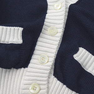 新品同様 プラダ クロップド コットン カーディガン P25I04 サイズ36 コットン ネイビー 半袖 ニット 0331【中古】PRADA