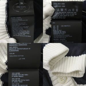 新品同様 プラダ クロップド コットン カーディガン P25I04 サイズ36 コットン ネイビー 半袖 ニット 0331【中古】PRADA