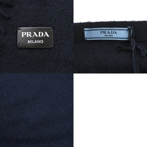 新品同様 プラダ P112XE カシミヤ ネイビー ミニスカート 巻きスカート 0332【中古】PRADA
