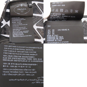 プラダ ミラーパネル P126UR S222 コットン シルバー/ブラック ミニスカート 0333【中古】PRADA