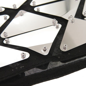 プラダ ミラーパネル P126UR S222 コットン シルバー/ブラック ミニスカート 0333【中古】PRADA