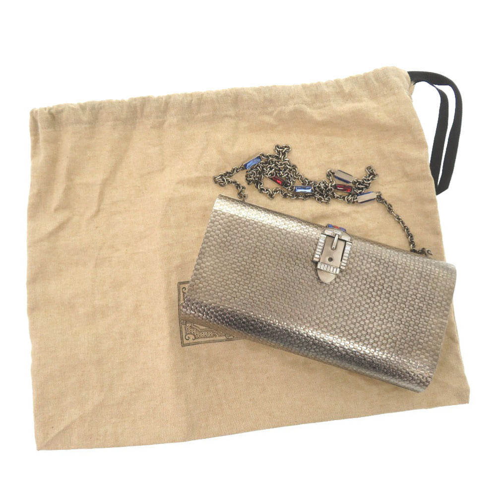 美品 グッチ 725758 メタル クリスタル シルバー チェーンショルダーバッグ ショルダーバッグ 0347【中古】GUCCI