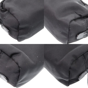 新品同様 プラダ ストラップ付 1NE175 ナイロン シルバー金具 ブラック 黒 ポーチ 0351【中古】PRADA