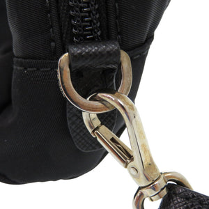 新品同様 プラダ ストラップ付 1NE175 ナイロン シルバー金具 ブラック 黒 ポーチ 0351【中古】PRADA