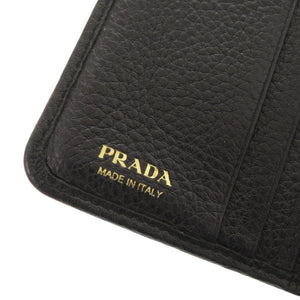 プラダ レザー ブラック 二つ折り財布 黒 0353【中古】PRADA